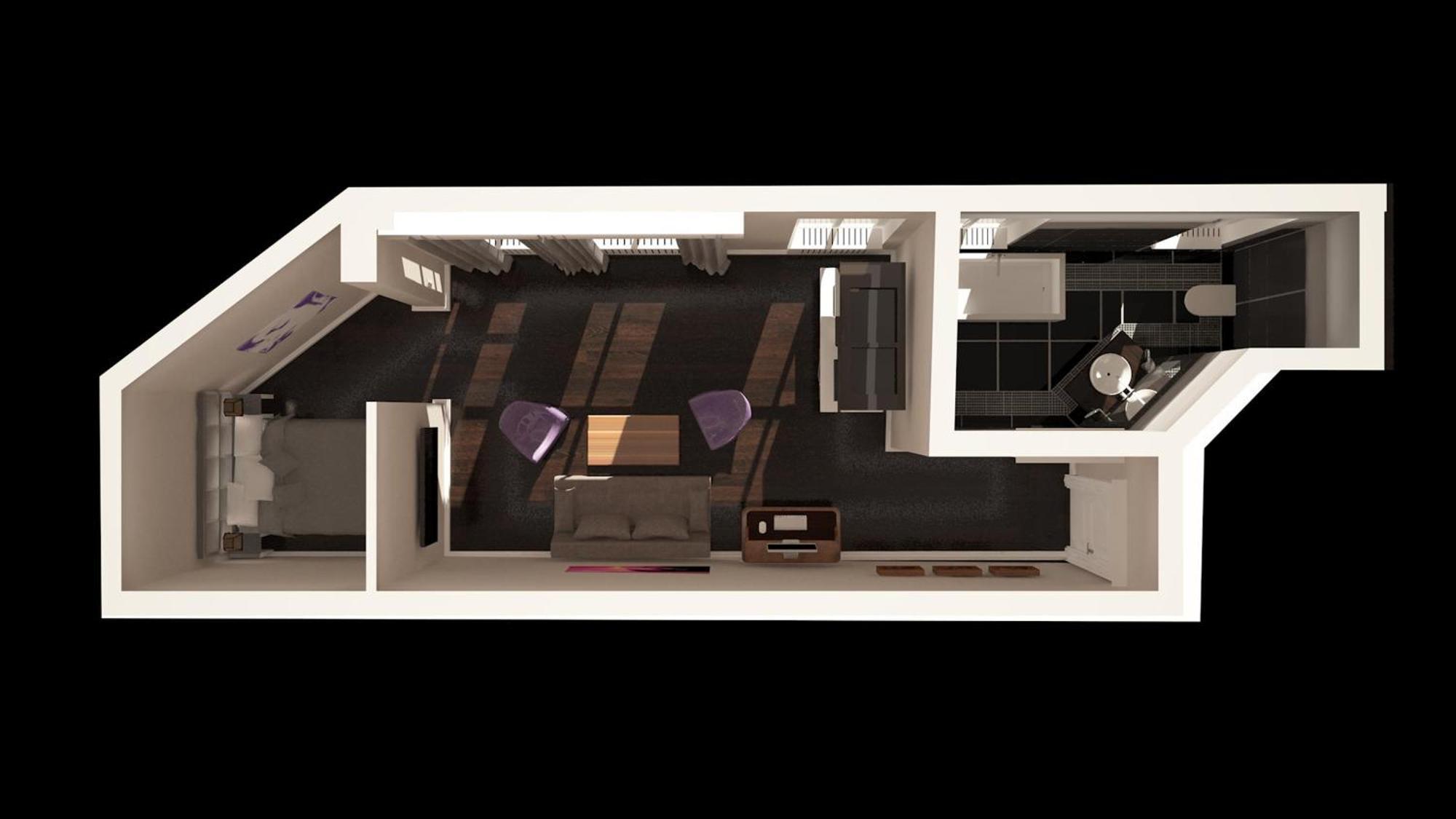 Arabel Design Apartments Берлин Стая снимка 3D rendering of a typical studio apartment